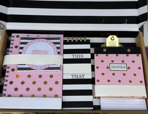 Pen & Gear 8 piece pink and black stationary set